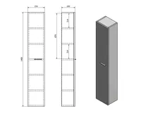 AQUALINE ZOJA/KERAMIA FRESH skříňka vysoká 25x140x20cm, bílá (7)