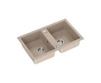 SAPHO Granitový dvojdřez, 78x48cm, béžová (1)