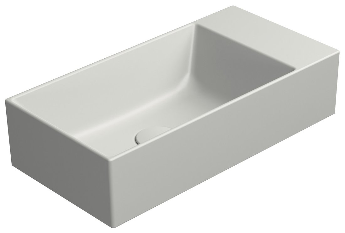Gsi kube x keramické umývátko 50x25cm, bez otvoru, pravé/levé, cenere mat