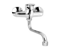 Dřezová baterie nástěnná, 100 mm, s ramínkem trubkovým ø 18 mm - 180 mm, chrom