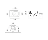 GSI NUBES závěsná WC mísa, Swirlflush, 35x55cm, černá dual-mat (4)