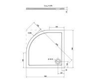 POLYSAN SERA sprchová vanička z litého mramoru, čtvrtkruh 90x90cm, R550, bílá (6)