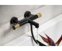 SAPHO SOLARIS nástěnná vanová termostatická baterie, černá/zlato mat (4)