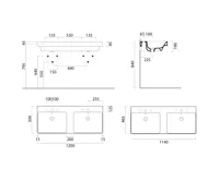 GSI NUBES keramické dvojumyvadlo 120x50cm, 3 otvory, bílá ExtraGlaze (5)
