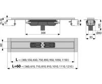 ALCAPLAST Sprchový liniový žlab nerezový, s okrajem, pro perforovaný rošt, svislý odtok, délka 650 mm APZ1101-650 (1)