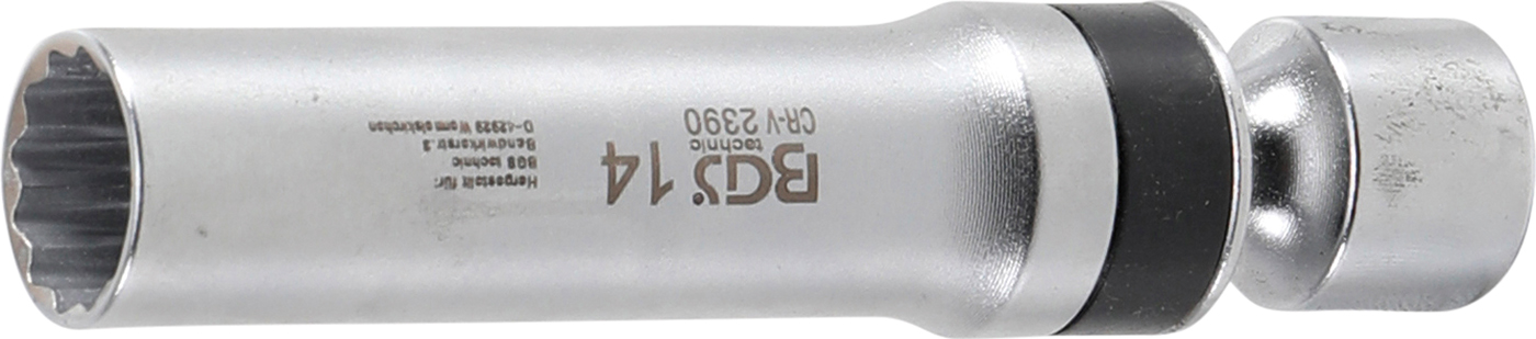 Bgs hlavice nástrčná 3/8", 14x100mm, kloubová pro zap.svíčky, 12 ti hranná