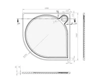 GELCO ARCA sprchová vanička z litého mramoru, čtvrtkruh 100x100cm, R550, bílá (6)