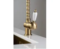 SAPHO KIRKÉ WHITE stojánková dřezová baterie, bílá páčka, bronz (3)