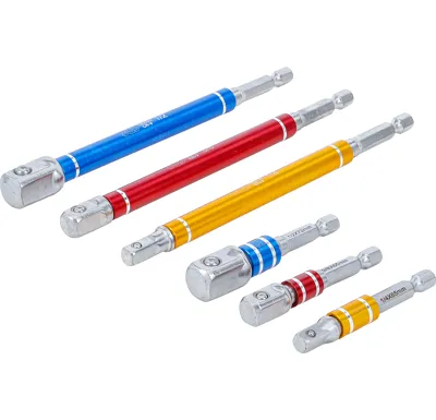BGS Sada adaptérů pro vrtačky, barevné, vnější šestihran 6,3 mm (1/4"), vnější šestihran 6, –