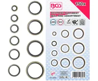 BGS Kroužky těsnící, kov, s gumovou těsnicí manžetou, 150dílná sada BGS Kroužky těsnící, kov, s gumovou těsnicí manžetou, 150dílná sada