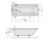 POLYSAN NOEMI SLIM obdélníková vana 170x70x39cm, bílá (5)