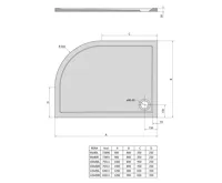 POLYSAN RENA L sprchová vanička z litého mramoru, čtvrtkruh 120x90cm, R550, levá, bílá (2)