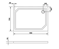 GELCO SARA sprchová vanička z litého mramoru, obdélník 90x75cm, bílá (4)