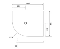 POLYSAN FLEXIA vanička z litého mramoru čtvrtkruh, s možností úpravy rozměru, 120x90cm, R550, pravá (2)