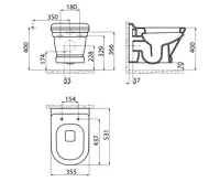CREAVIT ANTIK závěsná WC mísa, 36x53cm, bílá (7)