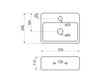 SAPHO GIULIA keramické umývátko 33,5x29cm, černá mat (4)