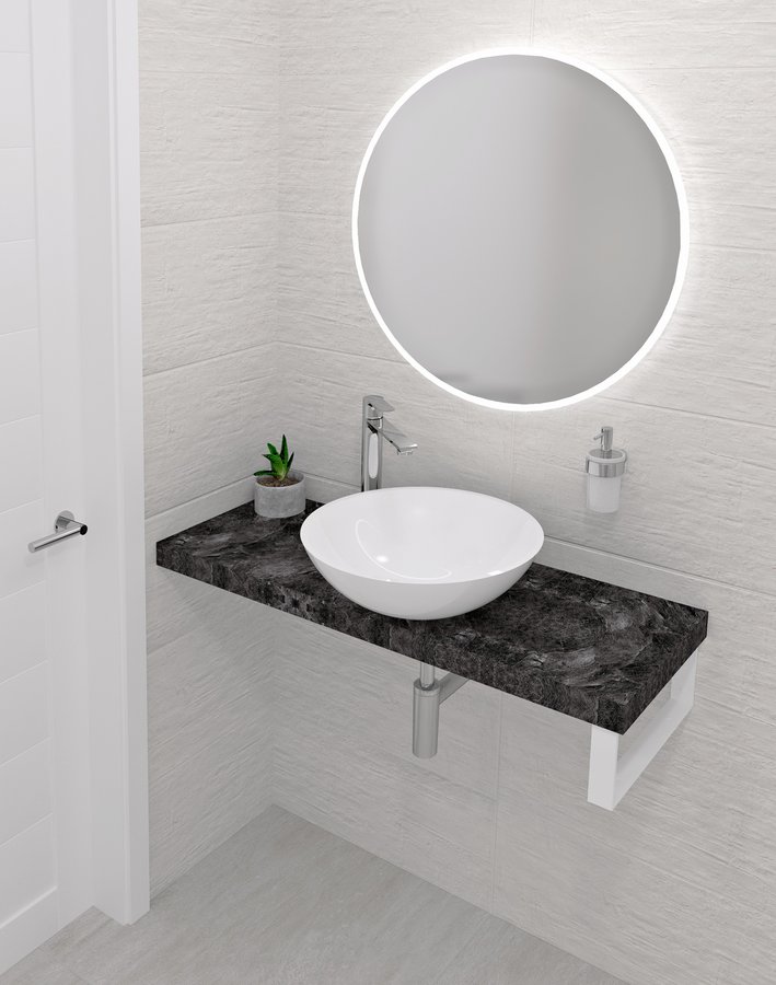Sapho avice deska pod umyvadlo 200x36cm, tl.5cm, štípaný kámen