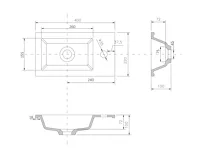 AQUALINE ZOJA skříňka s umyvadlem z litého mramoru 40x22 cm, dub platin (3)