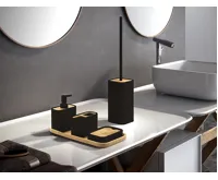 GEDY NINFEA dávkovač mýdla na postavení, černá/bambus (5)