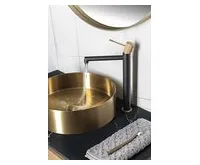 SAPHO SOLARIS stojánková umyvadlová baterie vysoká, černá/zlato mat (1)