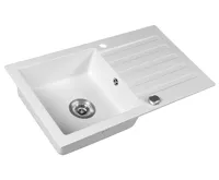 SAPHO Granitový vestavný dřez s odkapem, 78x44cm, bílá (4)