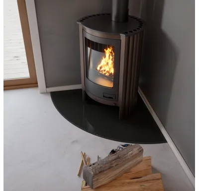 Sklo pod kamna - FLAMINGO Výseč 1000x1000 mm, černé, fazeta / 6 mm