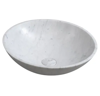 SAPHO BLOK kamenné umyvadlo na desku Ø 42cm, bílá carrara mat