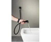 SAPHO Nástěnný ventil s ruční bidetovou sprškou a bezpečnostní pojistkou,hranatý,černá mat (4)