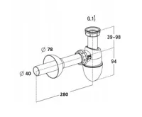 Dřezový sifon Easyphon s vlisovaným těsněním 6/4", Ø 40 mm, vč. krycí rozety a odpadní trubky (1)