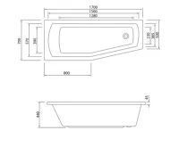 AQUALINE OPAVA vana 170x70x44cm, levá, bílá (4)