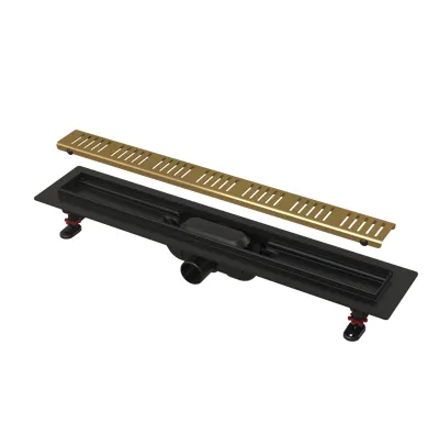 ALCAPLAST Sprchový liniový žlab plastový, s okrajem a perforovaným roštem, mosaz, délka 550 mm APZ10BLACK-550BRASS
