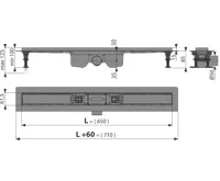 ALCAPLAST Sprchový liniový žlab plastový, s okrajem, pro perforovaný nebo oboustranný rošt (plný / vložení dlažby), délka 650 mm APZ12-650 (1)
