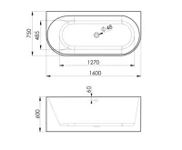 POLYSAN ASTRA DL MONOLITH nástěnná stojící vana 160x75x60cm, bílá (6)