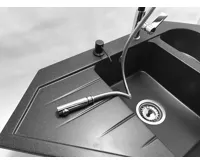 GRANISIL TARAGONA 965.10R Rohový granitový dřez s odkapem, černý granit (7)