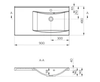 SAPHO LUCIOLA umyvadlo, litý mramor, 90x48cm, pravé, bílá (6)