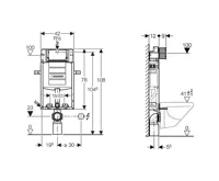 AQUALINE Závěsné WC Nera s podomítkovou nádržkou a tlačítkem Geberit, bílá (6)