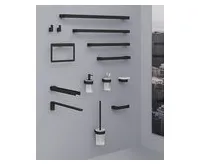 GEDY PIRENEI pevný držák ručníků 410mm, černá mat (1)