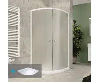 Sprchový set z Kory Lite, čtvrtkruh, 90 cm, bílý ALU, Grape a vaničky vč. sifonu, bez noži Sprchový set z Kory Lite, čtvrtkruh, 90 cm, bílý ALU, Grape a vaničky vč. sifonu, bez noži
