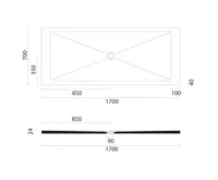 GSI Keramická sprchová vanička, obdélník 170x70x2cm, cenere mat (2)