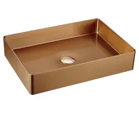 SAPHO AURUM nerezové umyvadlo na desku, 50x35,2cm, včetně výpusti, měď mat