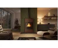 HS Flamingo Krbová kamna AQUAFLAM ® 25 s výměníkem - hnědá - sametová, automatická regulace (29)