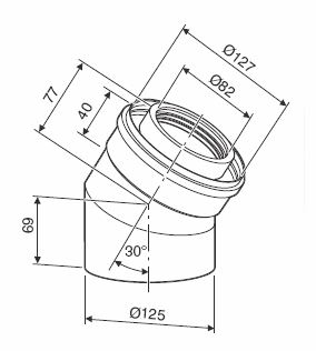 Bosch koleno dn80/125, 30° (dříve azb 832/1)