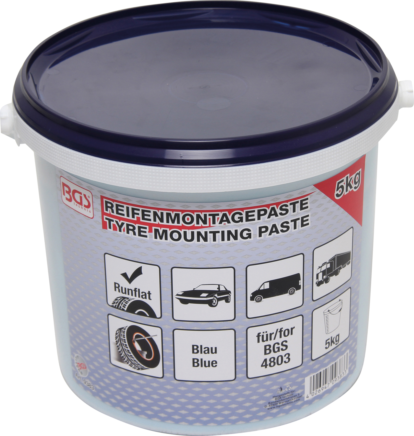 Bgs montážní pasta na pneumatiky speciální modrá,run-flat,obsah 5 kg