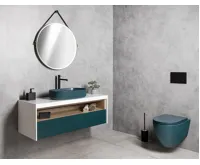 SAPHO ORBITER kulaté zrcadlo s LED osvětlením ø 70cm, kožený pásek, černá mat (4)