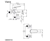 Vanová nástěnná baterie, Viana, bez příslušenství, 150 mm, chrom (1)