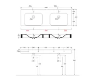KERASAN CENTO keramické dvojumyvadlo 140x45cm, bílá (4)