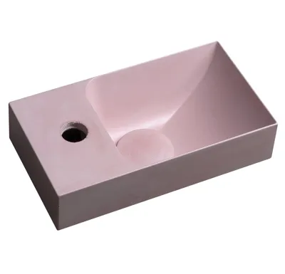 SAPHO PICCOLINO betonové umývátko 30,8x17cm, baterie vlevo, růžová mat