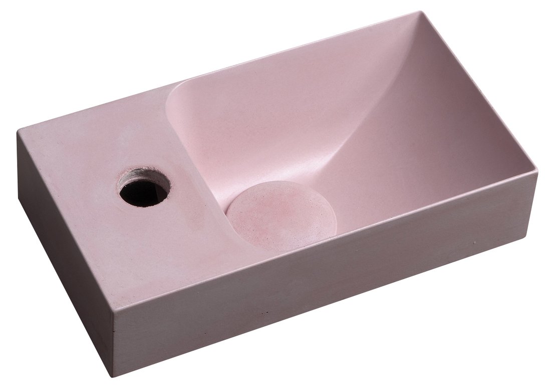 Sapho piccolino betonové umývátko 30,8x17cm, baterie vlevo, růžová