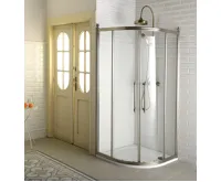 GELCO ANTIQUE čtvrtkruh. zástěna 900x900, posuvné dveře dvoukřídlé, ČIRÉ sklo, bronz