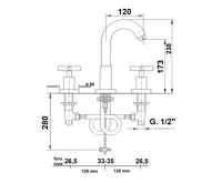 SAPHO AXIA tříprvková stojánková umyvadlová baterie, chrom (4)